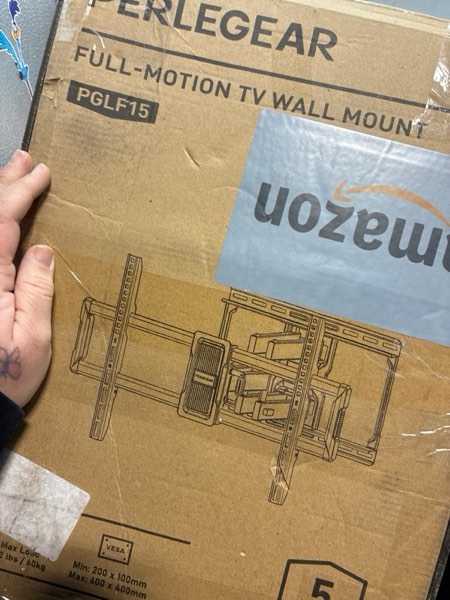 Condition photo showing Good Condition for Perlegear UL-Listed Full Motion TV Wall Mount for 40–86 Inch Flat Curved TVs up to 132 lbs, 12?/16? Wood Studs, TV Mount Bracket with Tool-Free Tilt, Swivel, Extension, Max VESA 600 x 400mm, PGLF15