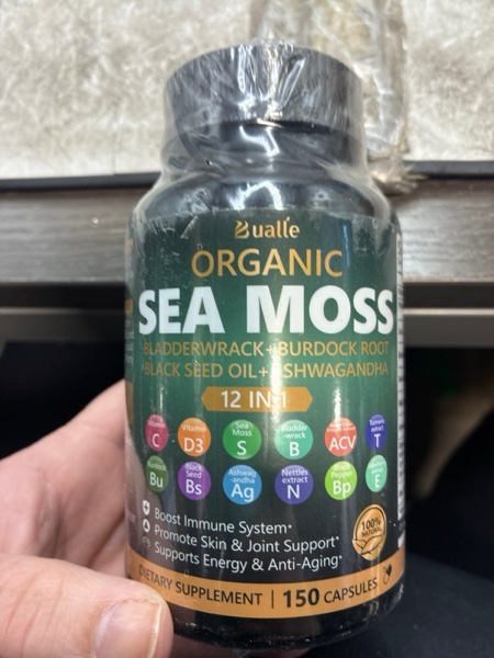Condition photo showing New/Like New for Bualle Irish Sea Moss Capsules – Organic Sea Moss, Black Seed Oil, Ashwagandha Supplements with Bladderwrack, Ginger & Burdock Root – Supports Daily Wellness, Skin & Energy – 150 Capsules (1 Pack)