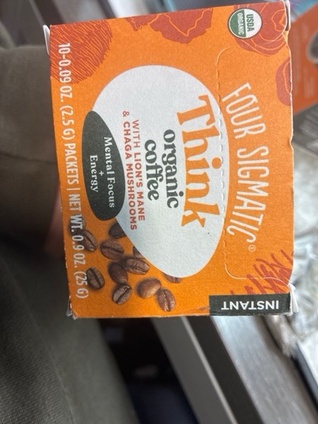 Condition photo showing New/Like New for Think Organic Instant Coffee with Lion's Mane & Chaga Mushrooms -- 10 Packets