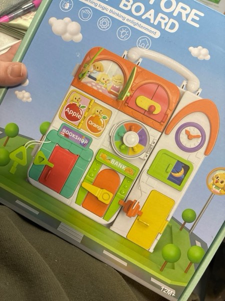 Condition photo showing New/Like New for Montessori Busy Board for 1 Year Old Boy/Girl: Musical Baby Toy for 12-18 Months, Bilingual Learning Educational Toddlers Toys for 1-2 Year Old Birthday Gifts (Orange)