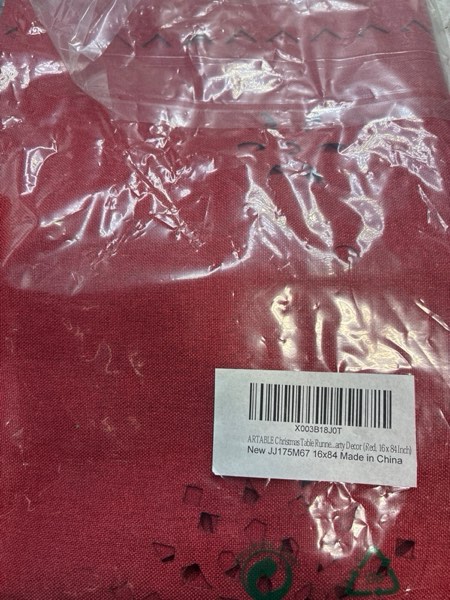 Condition photo showing New/Like New for ARTABLE Christmas Table Runner — Burgundy Hollow Snowflakes with Laser Die-Cut Exquisite Rectangle Vintage Patterns Shabby Chic for Holiday Wedding Long Dinner Tables Indoor Outdoor (16 x 84 Inches, Red)