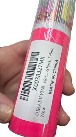 Condition photo showing New/Like New for GIRAFVYINL Hot Pink Reflective Iron on Vinyl — Reflective HTV Pink Neon Heat Transfer Vinyl for DIY T-Shirts, Fabric, 12" x 7ft