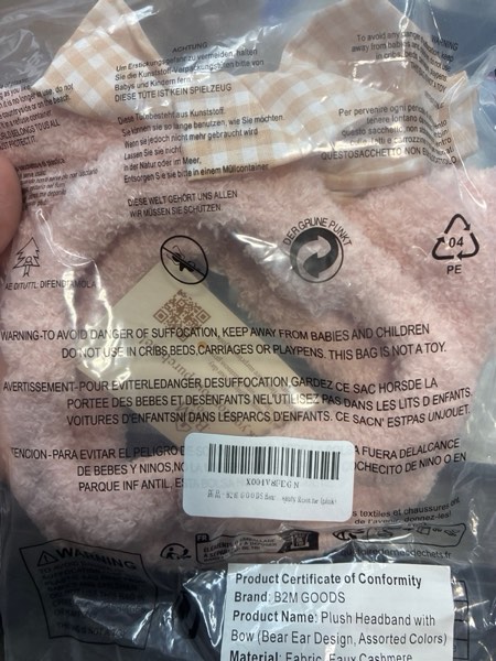 Condition photo showing New/Like New for B2M GOODS Bear Ear Wash Face Headband — Soft Fluffy Makeup Hair Band for Women/Girls — Cute Elastic Spa Hair Wrap for Bath, Shower, Skincare, and Beauty Routine (Pink)