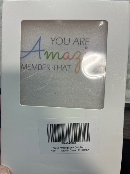 Condition photo showing New/Like New for “You are Amazing Remember That” Acrylic Desk Decorative Sign — Inspirational Acrylic Desk Office Home Decor Gifts for Women/Men, Motivational Gifts for Friend Coworker
