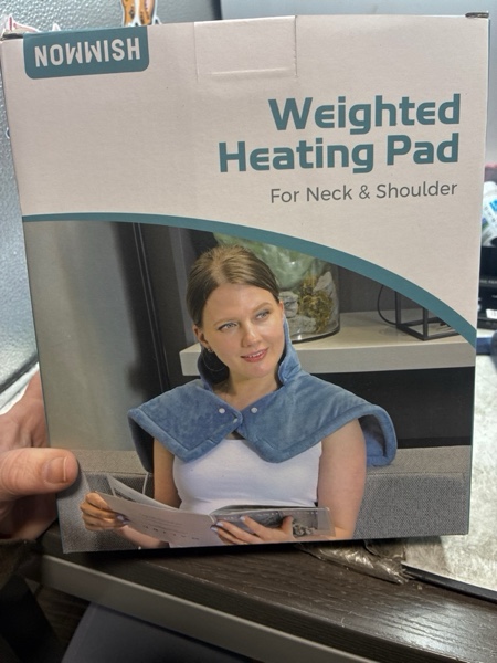 Condition photo showing New/Like New for NOWWISH Heating Pad for Neck and Shoulders Pain Relief, Christmas Gifts for Women Mom, 2lb Weighted Electric Heating Pad with 10 Heat Levels and Auto Shut Off, Large Heated Wrap, 17x23 inch, Purple
