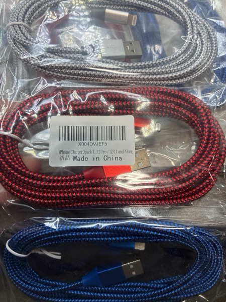 Condition photo showing New/Like New for iPhone Charger Cord 3Pack 10FT Apple MFi Certified Nylon Braided Fast Charging Lightning Cable Compatible with iPhone 14/13/12/11 Pro/11/XS MAX/XR and More