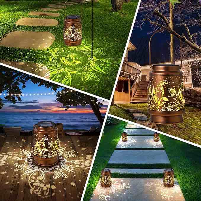 Condition photo showing New/Like New for Solar Lanterns Outdoor Waterproof Butterfly Fairy Garden Decorations Gifts for Women Gifts for Mom Grandma Birthday Gifts Hanging Solar Lanterns Outdoor for Garden Decoration, Patio, Lawn, Passageway