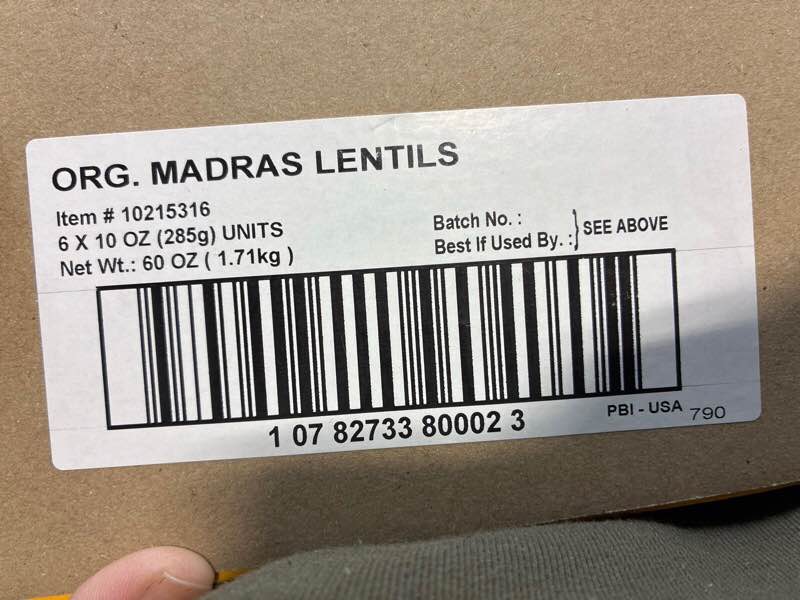 Condition photo showing New/Like New for Tasty Bite Organic Indian Madras Lentils, Microwaveable Ready to Eat Entree, 10 Ounce (Pack of 6) (B0007R9L4M)