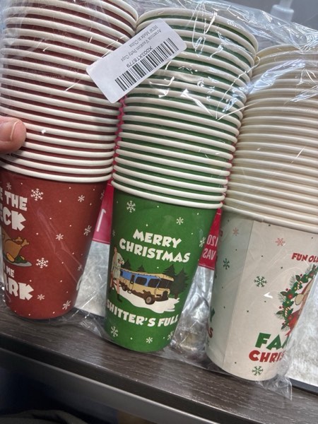 Condition photo showing New/Like New for Christmas Vacation Merchandise, 60 Pack Christmas Vacation Cups, Funny Christmas Party Supplies, 12 oz Xmas Disposable Paper Cups, Holiday Party Cups for Coffee Hot Chocolate Cocoa