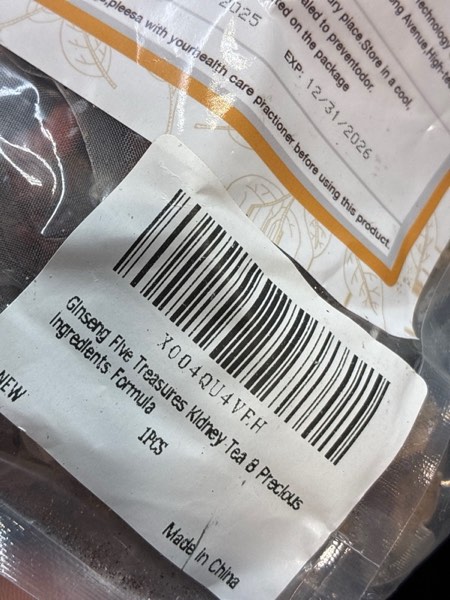 Condition photo showing New/Like New for 30Pcs Ginseng Five Treasures Kidney Tea,Traditional Chinese Herbal Health Tea,Natural Organic Kidney Cleanse Detox Teabags Gift for Men&Women,8 Precious Ingredients Formula 1 Pack/30Bags