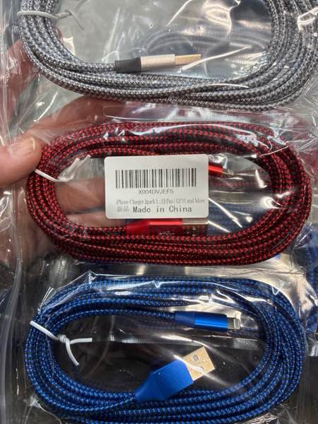 Condition photo showing New/Like New for iPhone Charger Cord 3Pack 10FT Apple MFi Certified Nylon Braided Fast Charging Lightning Cable Compatible with iPhone 14/13/12/11 Pro/11/XS MAX/XR and More
