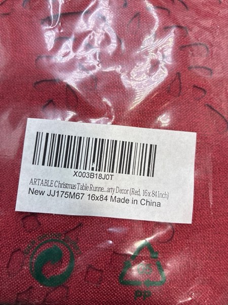 Condition photo showing New/Like New for ARTABLE Christmas Table Runner Burgundy Hollow Snowflakes with Laser Die-Cut Exquisite Rectangle Vintage Patterns Shabby Chic for Holiday Wedding Long Dinner Tables Indoor Outdoo (16 x 84 Inch, Red)