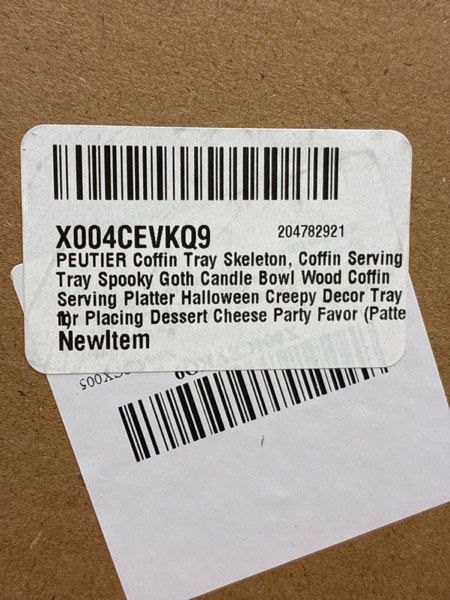 Condition photo showing New/Like New for Coffin Tray Skeleton, Coffin Serving Tray Spooky Goth Candle Bowl Wood Coffin Serving Platter Halloween Creepy Decor Tray for Placing Dessert Cheese Party Favor (Pattern 1)