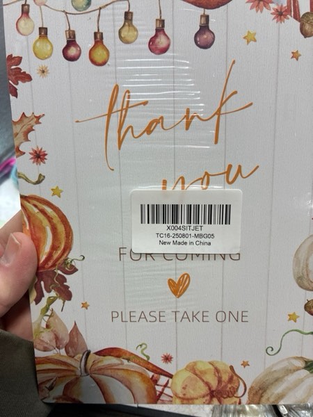 Condition photo showing New/Like New for Thank You for Coming Please Take One Sign Fall Pumpkin Party Decorations, 5.6 x 7.8 In Wedding Signs for Reception, Little Pumpkin Baby Shower Decorations, Thanksgiving Table Decor for Birthday