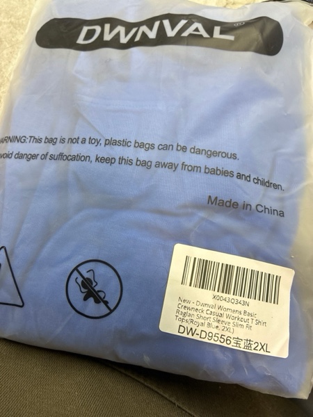 Condition photo showing New/Like New for Dwnval Womens Basic Summer Short Sleeve Crewneck T Shirt Raglan Ribbed Knitted Slim Fit Casual Going Out Tops