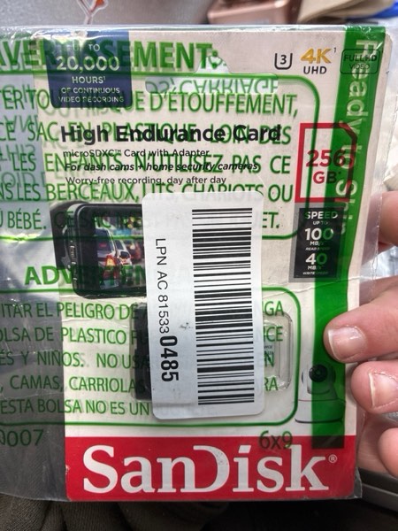 Condition photo showing New/Like New for SanDisk 256GB High Endurance Video microSDXC Card with Adapter for Dash Cam and Home Monitoring systems - C10, U3, V30, 4K UHD, Micro SD Card - SDSQQNR-256G-GN6IA 256 GB
