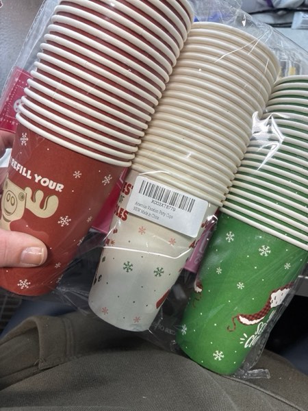 Condition photo showing New/Like New for Christmas Vacation Merchandise, 60 Pack Christmas Vacation Cups, Funny Christmas Party Supplies, 12 oz Xmas Disposable Paper Cups, Holiday Party Cups for Coffee Hot Chocolate Cocoa