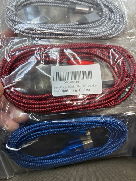 Condition photo showing New/Like New for iPhone Charger Cord 3Pack 10FT Apple MFi Certified Nylon Braided Fast Charging Lightning Cable Compatible with iPhone 14/13/12/11 Pro/11/XS MAX/XR and More