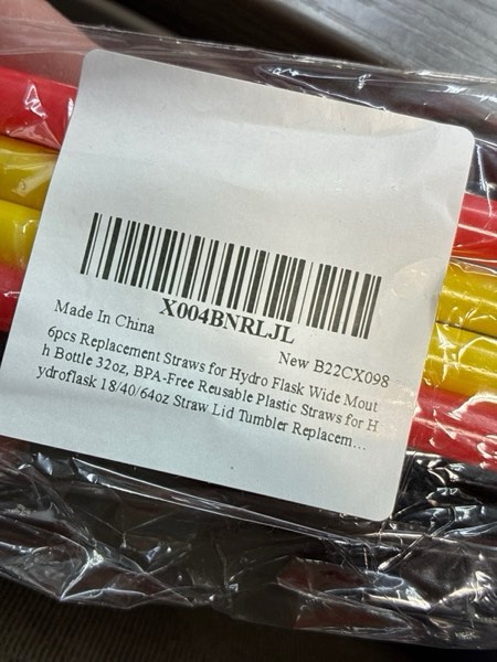 Condition photo showing Good Condition for 6pcs Replacement Straws for Hydro Flask Wide Mouth Bottle 32oz, BPA-Free Reusable Plastic Straws for Hydroflask 18/40/64oz Straw Lid Tumbler Replacement Accessories(Red, Orange, Yellow)