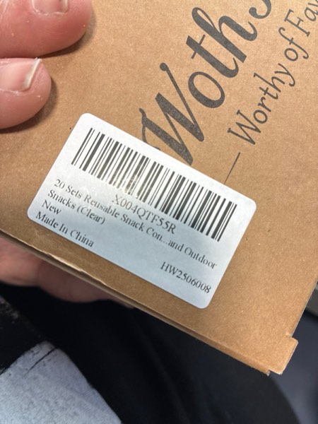 Condition photo showing New/Like New for 20 Sets Reusable Snack Containers with Lids & 20 Sporks – Double Compartment for Portion Control, BPA-Free Leak-Proof Dipping Containers for Meal Prep, Travel, and Outdoor Snacks (Clear)