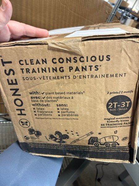 Condition photo showing New/Like New for The Honest Company Clean Conscious Training Pants for Sensitive Skin | Hypoallergenic, Fragrance Free | Let's Color + See Me Rollin' | Size 2T/3T (up to 34 lbs), 66 Count Let's Color + See Me Rollin' Size 2T/3T 66