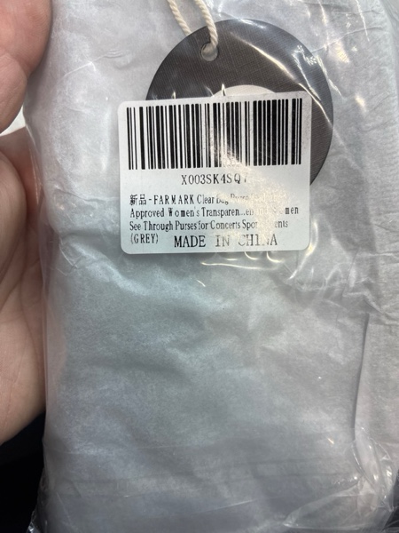 Condition photo showing New/Like New for Clear bag for stadium events, women's Clear Purse crossbody bag, stadium approved with front pocket, perfect for concerts Grey