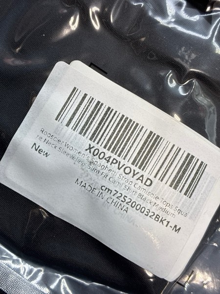 Condition photo showing New/Like New for Rooscier Women's Spaghetti Strap Camisole Tops Square Neck Sleeveless Slim Fit Sexy Cami Shirt Black
