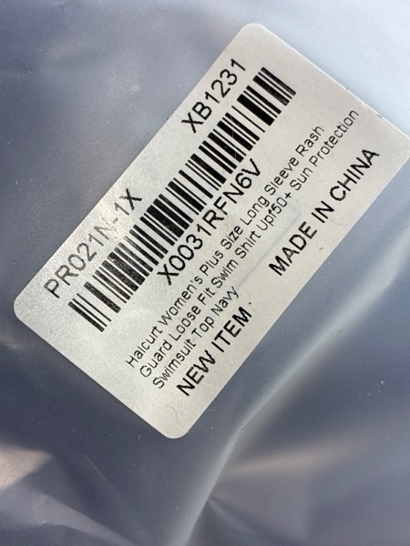 Condition photo showing New/Like New for Halcurt Women's Plus Size Long Sleeve Rash Guard Swim Shirts UPF50+ Sun Protection Loose Fit Swimsuit Top Black 1X