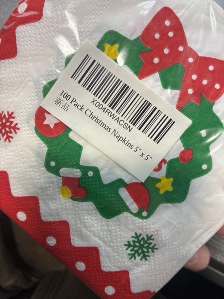 Condition photo showing New/Like New for 100 Count Christmas Cocktail Beverage Napkins, Disposable Paper Decoupage Xmas Dessert Napkins, Holiday Table Decor Party Supplies, 5” x 5”