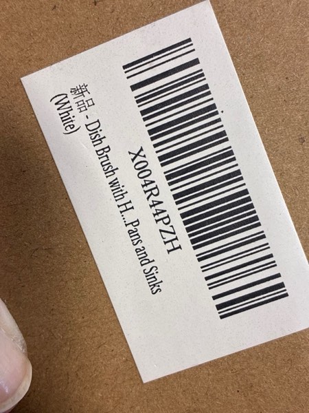 Condition photo showing New/Like New for Dish Brush with Handle, Dish Scrubber Brush Set with Built-in Scraper Flush Hole Design Nylon Bristles Safe for Non-Stick & Coated Cookware,Kitchen Brushes for Dishes,Pots, Pans and Sinks (Orange)