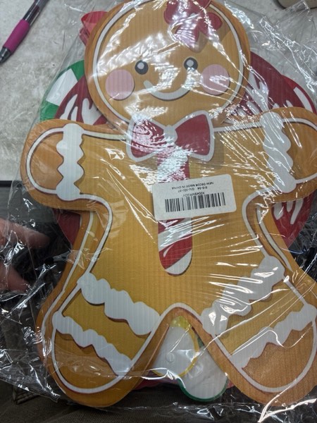 Condition photo showing New/Like New for 18 Pcs Gingerbread Christmas Decorations, Candy Gingerbread Christmas Outdoor Decorations, Outdoor Xmas Hanging Ornaments, Peppermint Candy Yard Signs for Festive, Birthday, Winter Party Supplies