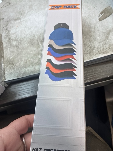 Condition photo showing New/Like New for Hat Organizer for Baseball Caps,Hat Rack for Wall, Compact Hat Storage Display Holder,Hold Up to 10 Hats,Hat Hanger Strong Adhesive/Wall Drilled for Door,Bedroom,Closet 1 Pack Gery Black