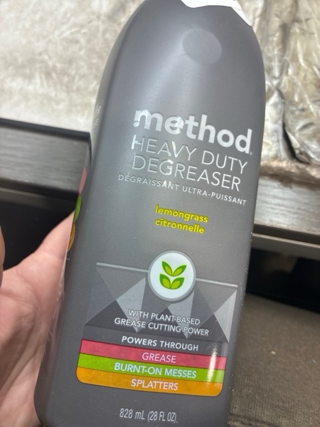 Condition photo showing New/Like New for Method Heavy Duty Degreaser, Lemongrass Scent, Oven Cleaner & Stove Top Cleaner, 28 Oz Spray Bottle (Pack of 1),(Packaging may vary) 28 Fl Oz (Pack of 1)