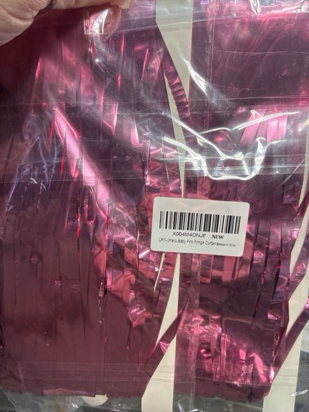 Condition photo showing New/Like New for Pink Tinsel Fringe Curtain Backdrop,2 Pack Pink Door Streamers Backdrop Birthday Party Decorations for Girls Sweet Party Decorations,Happy Anniversary Decoration,Graduation, Princess Decorations Shiny Baby Pink