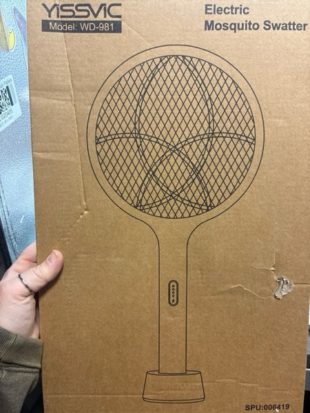 Condition photo showing New/Like New for YISSVIC Electric Fly Swatter 4000V Bug Zapper Racket Dual Modes Mosquito Killer with Purple Mosquito Light Rechargeable for Indoor Home Office Backyard Patio Camping White-1 Pack