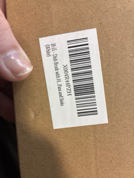 Condition photo showing New/Like New for Dish Brush with Handle, Dish Scrubber Brush Set with Built-in Scraper Flush Hole Design Nylon Bristles Safe for Non-Stick & Coated Cookware,Kitchen Brushes for Dishes,Pots, Pans and Sinks (Orange)