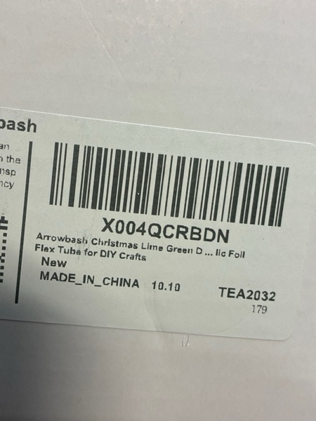 Condition photo showing New/Like New for 25 Yards Christmas Mesh Tubing for Crafts — Lime Green Deco Mesh Tubing for Wreath — 8 mm Metallic Foil Poly Tube Flexible Metallic Foil Ribbons for DIY, Gift Wraps, Christmas Tree Decor (Lime Green)