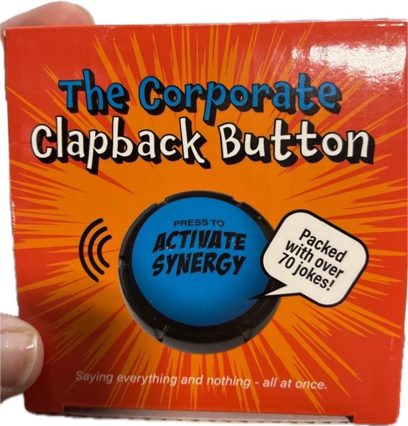 Condition photo showing New/Like New for Corporate Joke Button | Talking Joke Button Funny Office Desk Toy | White Elephant Gifts for Adults | Novelty Gag Gift | Funny Work Gifts