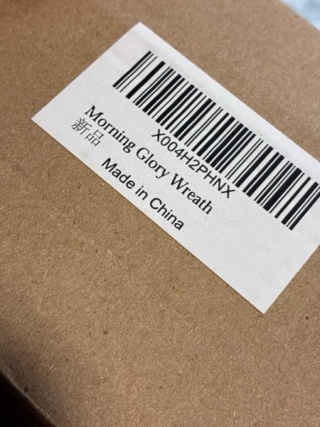 Condition photo showing New/Like New for Spring Wreath (22-inch) — Faux White Morning Glory Pink Flower Green Leaf Wreath — Front Door Porch Patio Decoration Wreaths, Wedding Birthday Party Holiday Wreaths