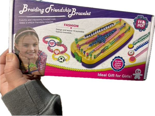 Condition photo showing New/Like New for Friendship Bracelet Making Kit — String Bracelets Maker Craft — Kid’s Jewelry Making Kit, Arts and Crafts for Kids, Christmas Birthday Gifts for Girls (Yellow Purple) — DATE OF MANUFACTURE: SEP 2024