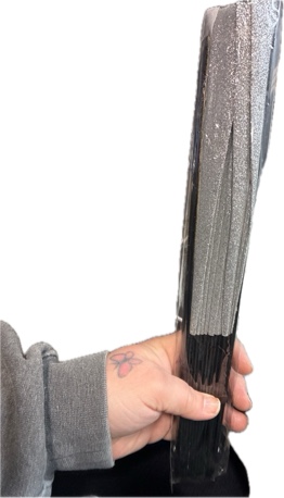 Condition photo showing New/Like New for Large Hand Fan Folding Rave Fans (White) — Premium Glitter Fabric & Portable Bamboo Frame for Line Dancing — EDM Festivals Gift, Club Parties, Kung Fu (Silver)