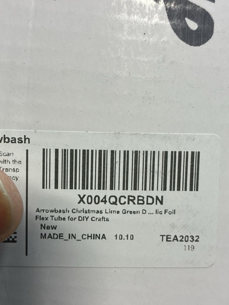 Condition photo showing New/Like New for 25 Yards Christmas Mesh Tubing for Crafts Lime Green Deco Mesh Tubing for Wreath 8 mm Metallic Foil Poly Tube Flexible Metallic Foil Ribbons for DIY, Gift Wraps, Christmas Tree Decor Red Green