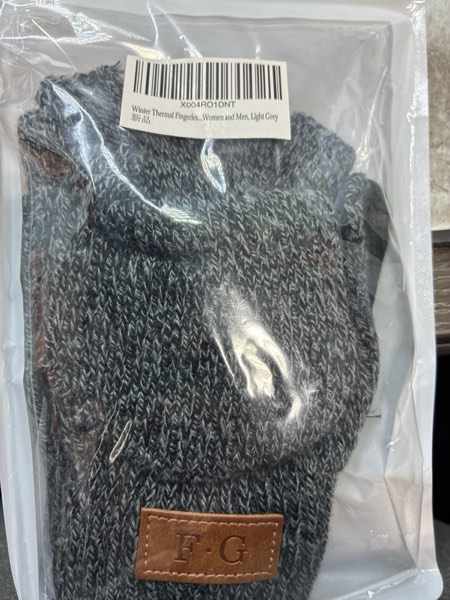 Condition photo showing New/Like New for Winter Thermal Fingerless Gloves Mittens, Knitted Convertible Mittens Flap, Warm Gloves for Women and Men Medium Light Grey