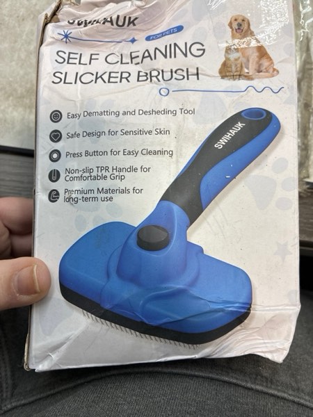 Condition photo showing Good Condition for Swihauk Self Cleaning Slicker Brush - Skin Friendly Deshedding Grooming Tool for Dogs & Cats, Suitable for Shedding & Haired Pets, with Pet Supplies Accessories, Blue