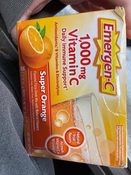 Condition photo showing New/Like New for Emergen-C 1000mg Vitamin C Powder for Daily Immune Support Caffeine Free Vitamin C Supplements with Zinc and Manganese, B Vitamins and Electrolytes, Super Orange Flavor - 30 Count
