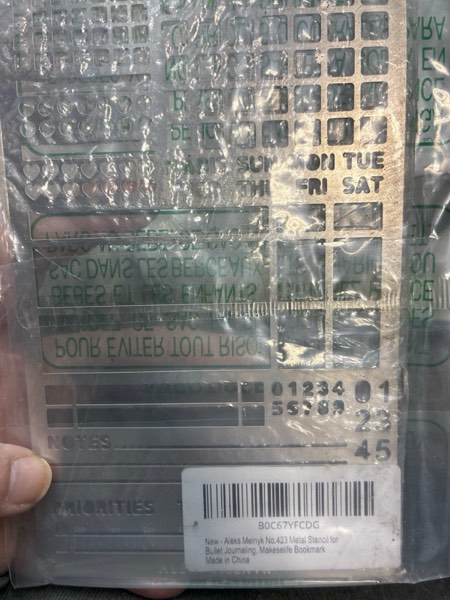 Condition photo showing New/Like New for Aleks Melnyk No.423 Metal Stencil for Bullet Journaling, Bookmark, Planning, Banners, Lines, Lists, Planner Stamps, Habit Tracker, Dot Journal Stencil for Diary, Template, Scrapbook