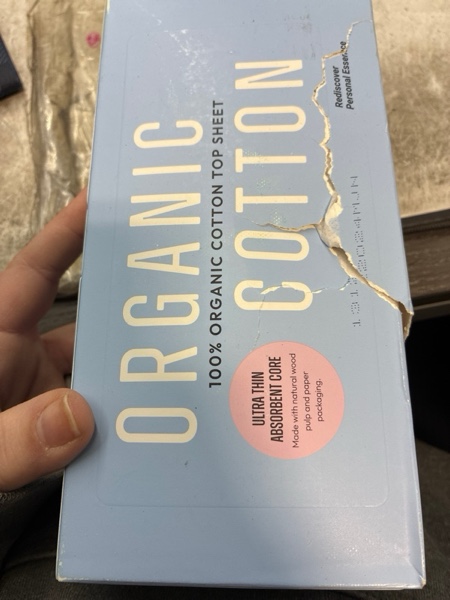 Condition photo showing New/Like New for 100% Organic Pads for Women, Organic Cotton Cover Pad - Regular Absorbency, Unscented, Ultra Thin Pads with Wings for Women (Regular, Size 3, 18 Count) Regular (Size 3) Regular, Size 3, 18ct