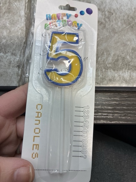 Condition photo showing New/Like New for Yellow and Blue Birthday Candle Number 5 Candle Yellow Blue Cake Topper Cartoon Birthday Theme Decorations for Boys Girls Kids Cartoon Animated Decor Supplies (Number 5)