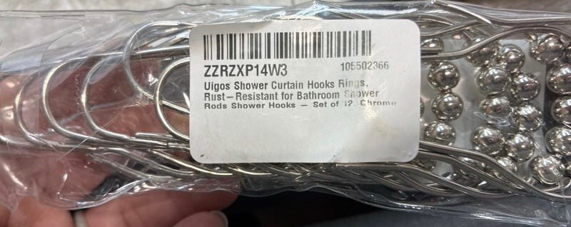 Condition photo showing New/Like New for Uigos Shower Curtain Hooks Rings, Rust-Resistant for Bathroom Shower Rods Shower Hooks - Set of 12, Chrome