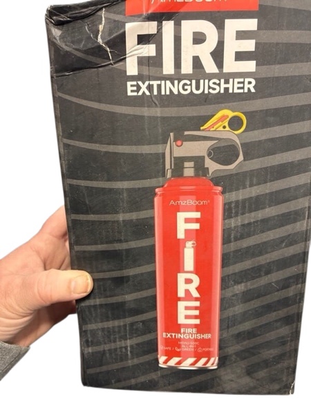 Condition photo showing New/Like New for Fire Extinguisher for Home, Kitchen, Car, and Grill with Mounting Bracket– Extinguishing Spray, Compact A, B, C, K – Eco-Friendly, Prevents Reignition.